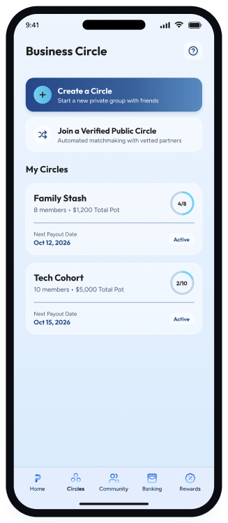 Partnafi circles on a phone